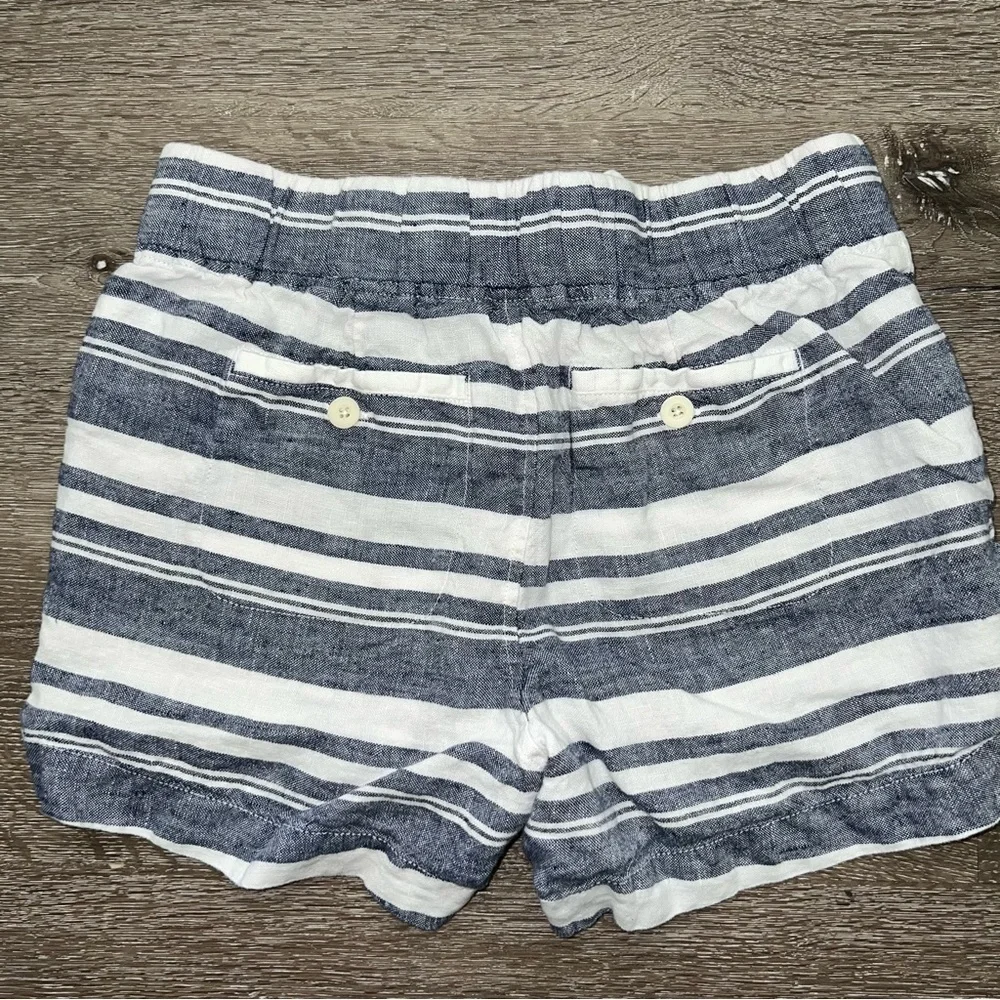Athleta Dress Blue Bold Stripe Linen Shorts Size 4 - Picture 8 of 14
